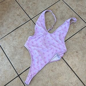 Boutine LA one piece bikini logo lavender purple mediym m bathing suit s xs sm